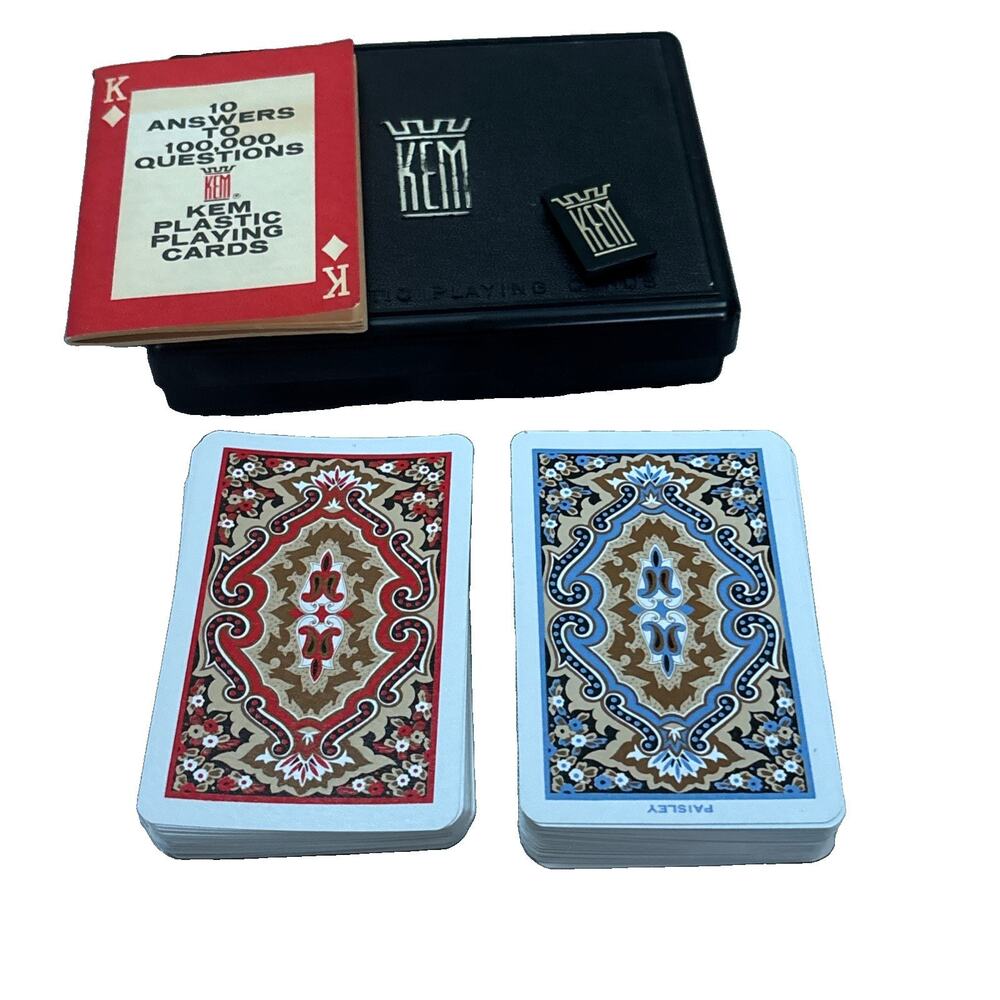 KEM Plastic Playing Rare Double Cards Made In USA Collectible With Case